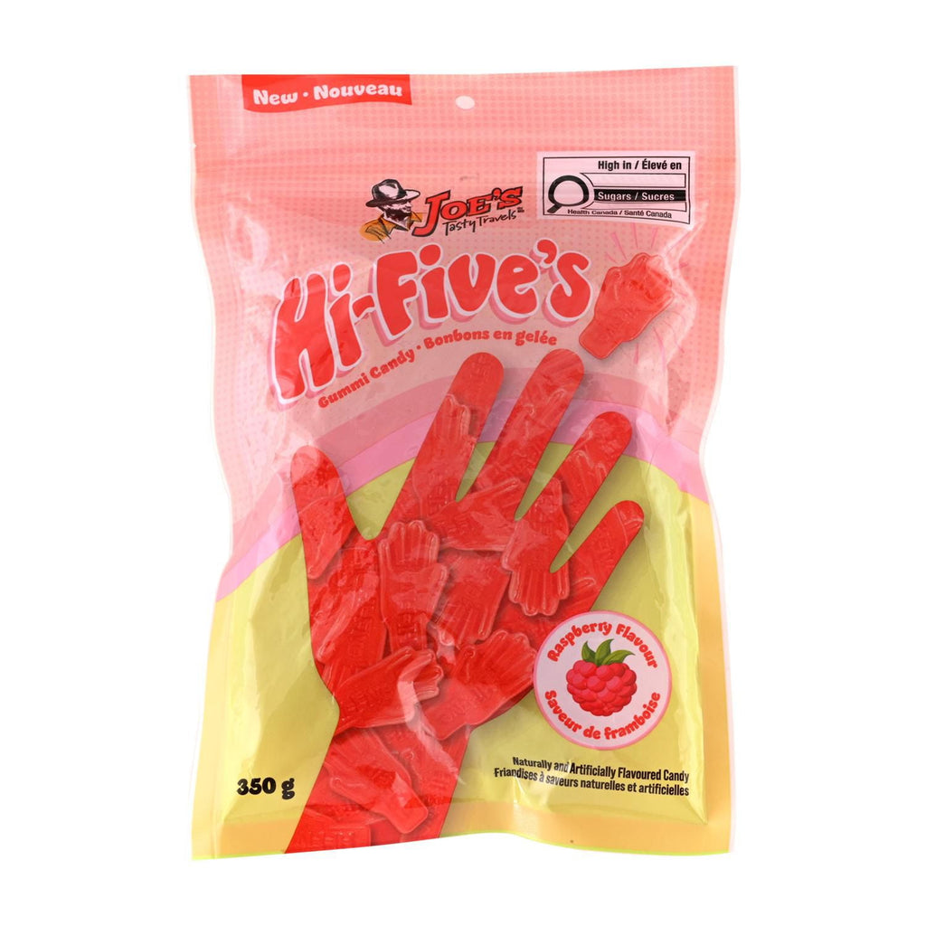 High Five Gummy Joe's Tasty Travels High-Five's Raspberry Gummy Candy, 350g/12.3 oz