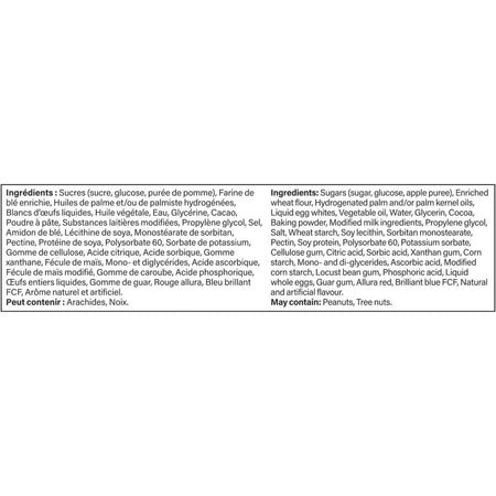 Ingredients list for Vachon Fruity Lady Fingers Cakes, Individually Wrapped Cakes - 300g/10.5 oz on a white background