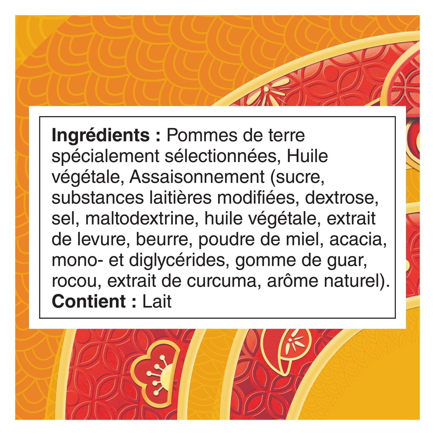 Lay's Honey Butter Chips, 460g/16.2 oz. - Ingredients Label French