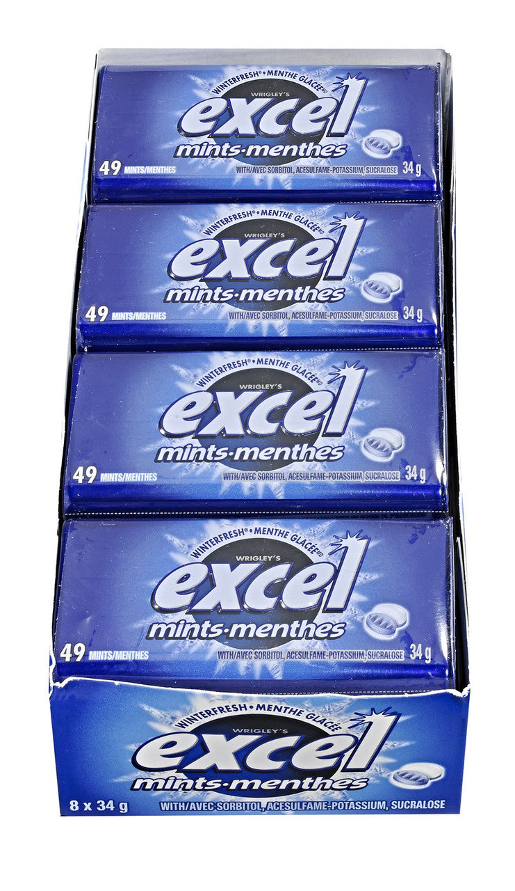 Excel Sugar-Free Chewing Gum, 34gm Tin, 8 Count (Winterfresh) {Imported from Canada}