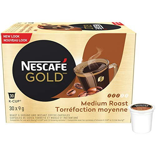 NESCAFE Gold Rich & Smooth Keurig K cup Capsules (30 Cups)(Imported from Canada)