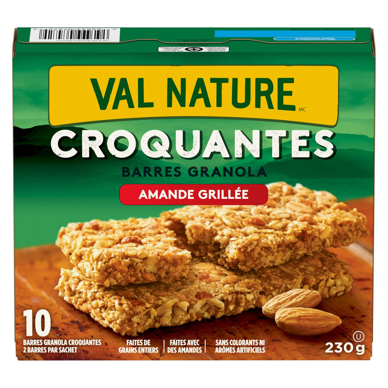 NATURE VALLEY Crunchy Roasted Almond Granola Bars, 10-Count, Box, 230g/8.1 oz., {Imported from Canada}