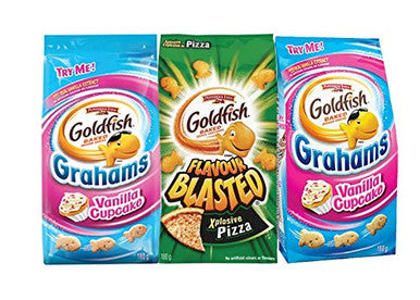 Pepperidge Farm 3-bag multi-flavored Goldfish bundle (2 Vanilla Cupcake + 1 Xplosive pizza) {Imported from Canada}