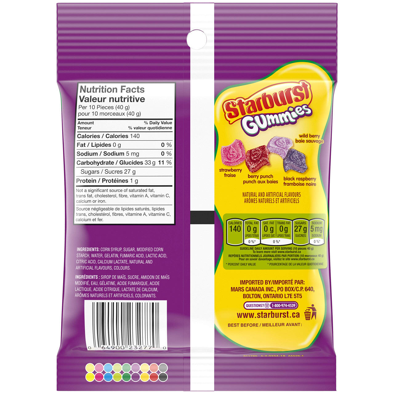 Starburst Gummies Sour Berries Candy Stand Up Pouch, 164g/5.8oz, (Imported from Canada)