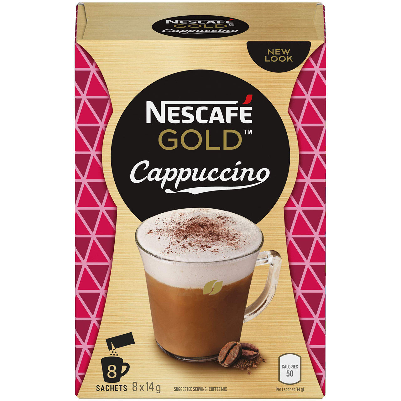 NESCAFE Cappuccino, Instant Coffee Sachets, 8x14g (Pack of 6, 48 Cups)