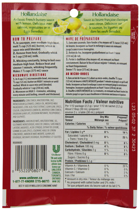 Knorr Classic Sauce Mix, Hollandaise, 26g/.9 oz., (6 Pack) {Imported from Canada}