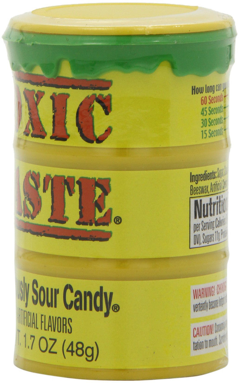 TOXIC WASTE Hazardously Sour Candy, 48g/1.7oz., Plastic Drums (12ct) {Imported from Canada}