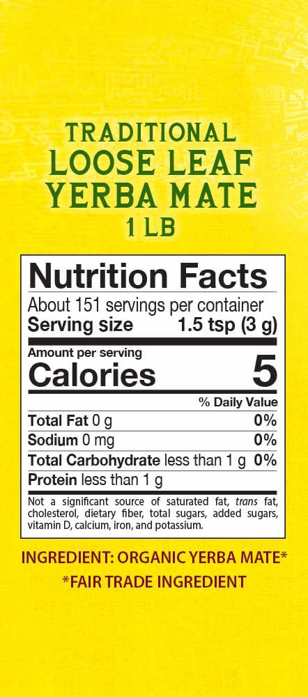 Guayaki Organic Yerba Mate Traditional Loose Leaf, 454g/1 lb., {Imported from Canada}