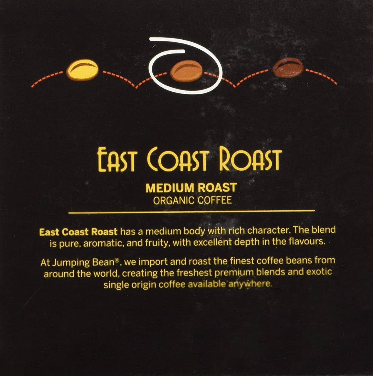Jumping Bean East Coast Medium Roast Ground Organic Coffee Keurig Pods, 120g/4.2 oz., 12ct {Imported from Canada}