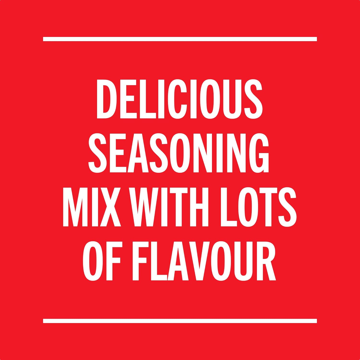Delicious seasoning mix with lots of flavor advertising with a red background