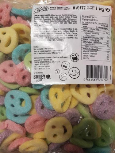 Koala Gummy Candy Sour Smiley Faces 1kg/2.2 lbs., {Imported from Canada}