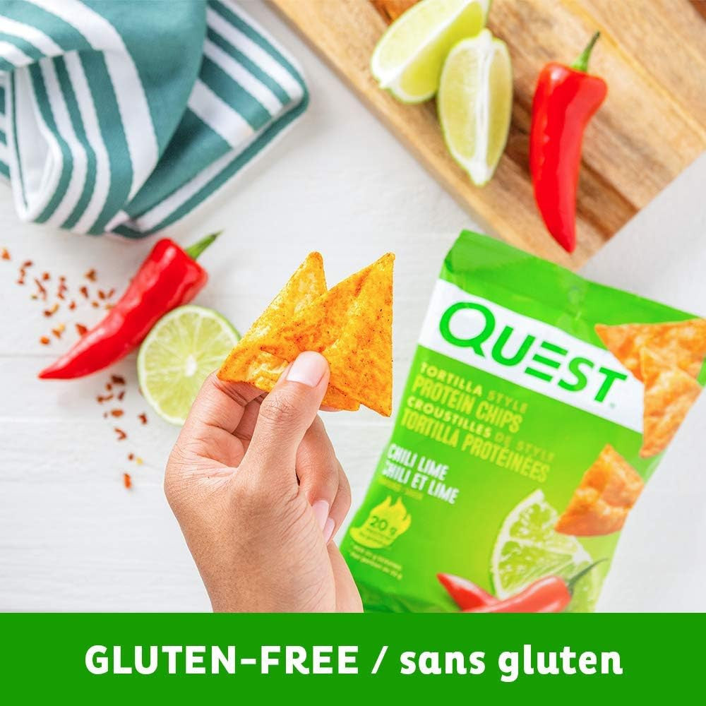 Quest Tortilla Style Protein Chips, Chili Lime Flavor, 32g/1.12 oz. Bag {Imported from Canada}