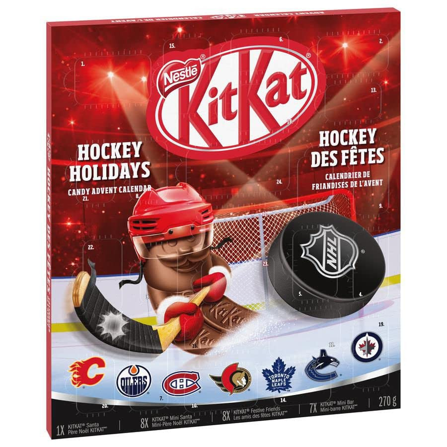 Kit Kat Canadian NHL Hockey Holidays Chocolate Advent Calendar, 270g/9.45 oz. Box {Imported from Canada}