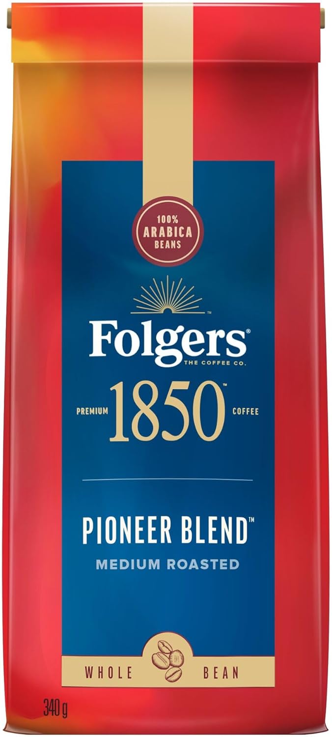 Folgers, 1850 Pioneer Blend, Whole Bean Coffee, 340g/12oz. - Front