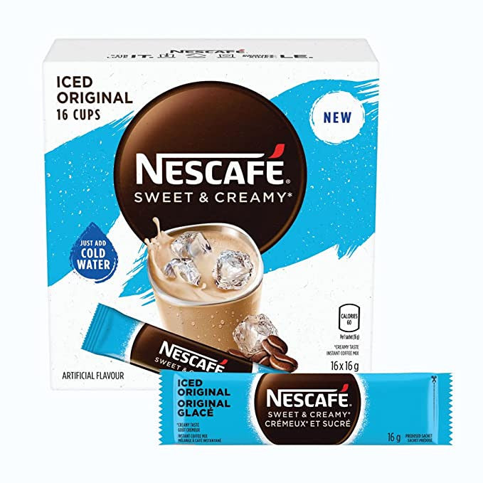 Nescafe Sweet & Creamy Iced Coffee, Instant Coffee Sachets, 16x16g {Imported from Canada}