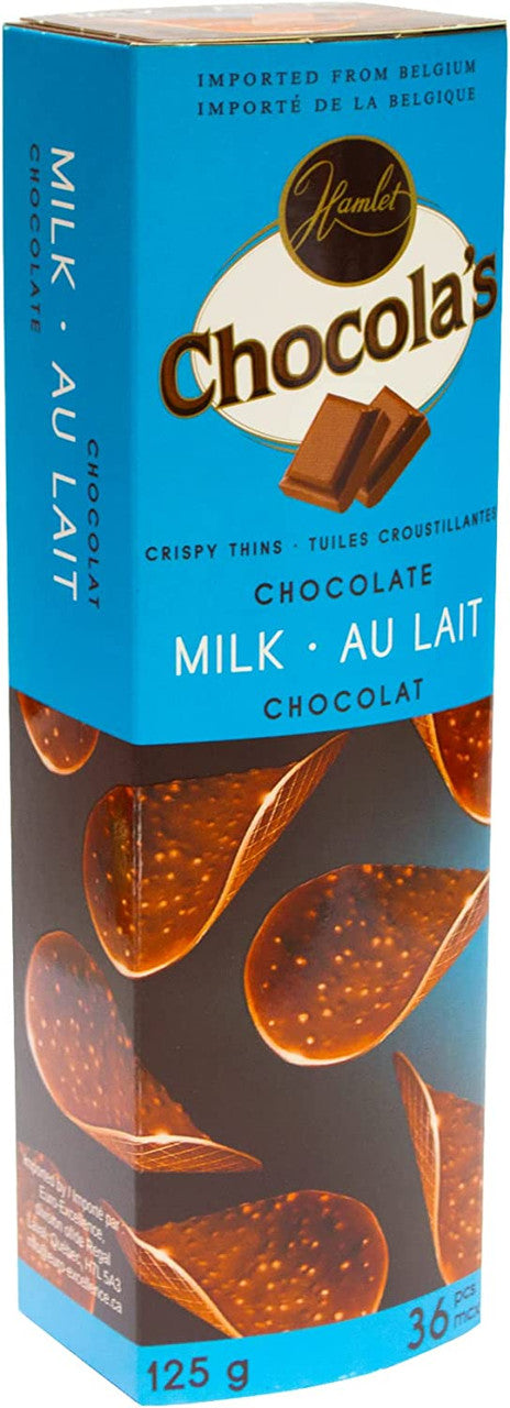 Hamlet Chocola's Milk Chocolate Crispy Thins, 125g/4.4 oz. Box (Imported from Canada)