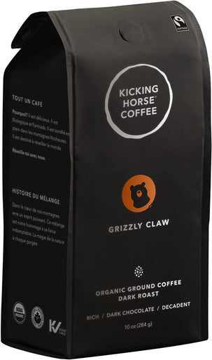 Kicking Horse Grizzly Claw Dark Roast Ground Coffee 284g/10 oz {Imported from Canada}