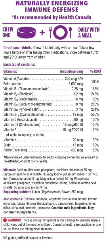 Jamieson 100% Complete Chewable Multivitamin for Adults Citrus Twist Multi, 60 chewable tabs