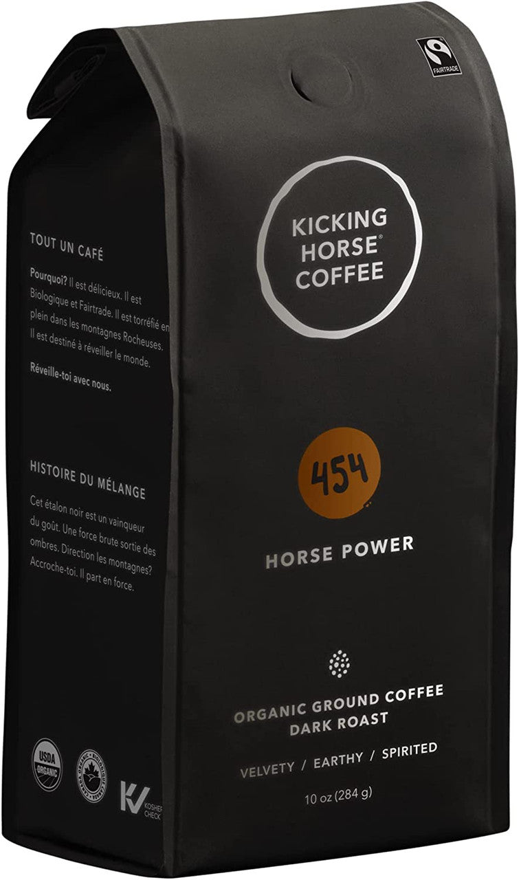 Kicking Horse Ground Coffee 454 Horse Power Dark Roast 284g/10 oz. {Imported from Canada}