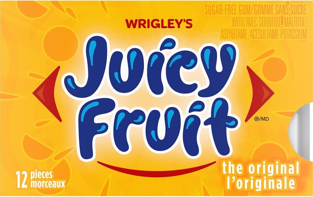 Juicy Fruit Sugar-Free Gum, The Original, 4-Pack, 12 pellets {Imported from Canada}