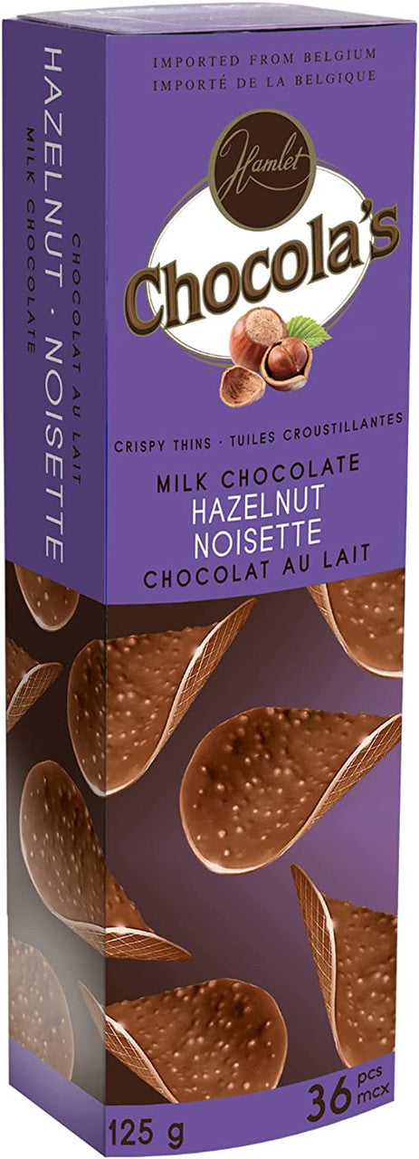 Hamlet Chocola's Milk Chocolate Hazelnut Crispy Thins, 125g/4.4 oz. Box (Imported from Canada)