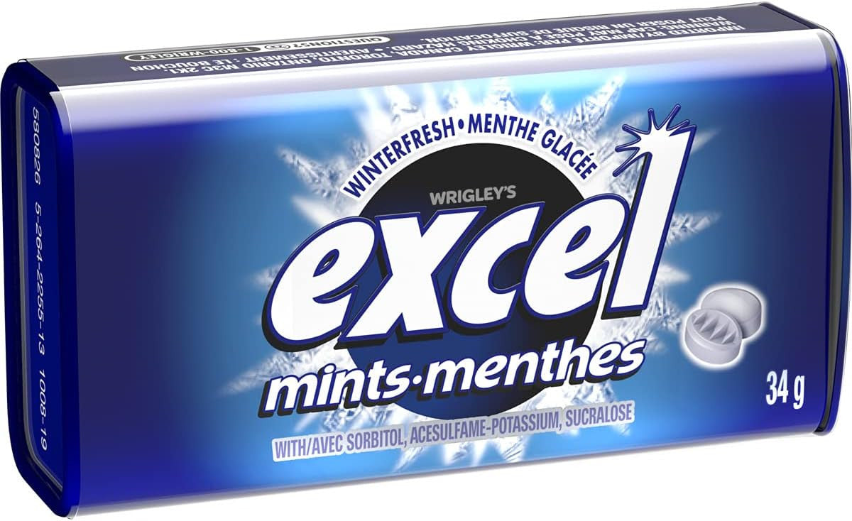 Excel SugarFree Mints, 34gm Tins, 8 Count, 2pk., (Winterfresh
