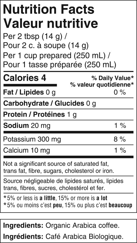 Kicking Horse Grizzly Claw Whole Bean Coffee, Dark Roast, 1lb. - Nutrition Facts