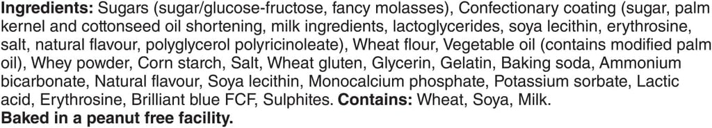 List of ingredients for Wagon Wheels Barbie Pink Chocolate Covered Marshmallow Cookies - 9ct, 315g/11.1 oz on a white background.