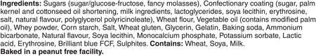 List of ingredients for Wagon Wheels Barbie Pink Chocolate Covered Marshmallow Cookies - 9ct, 315g/11.1 oz on a white background.