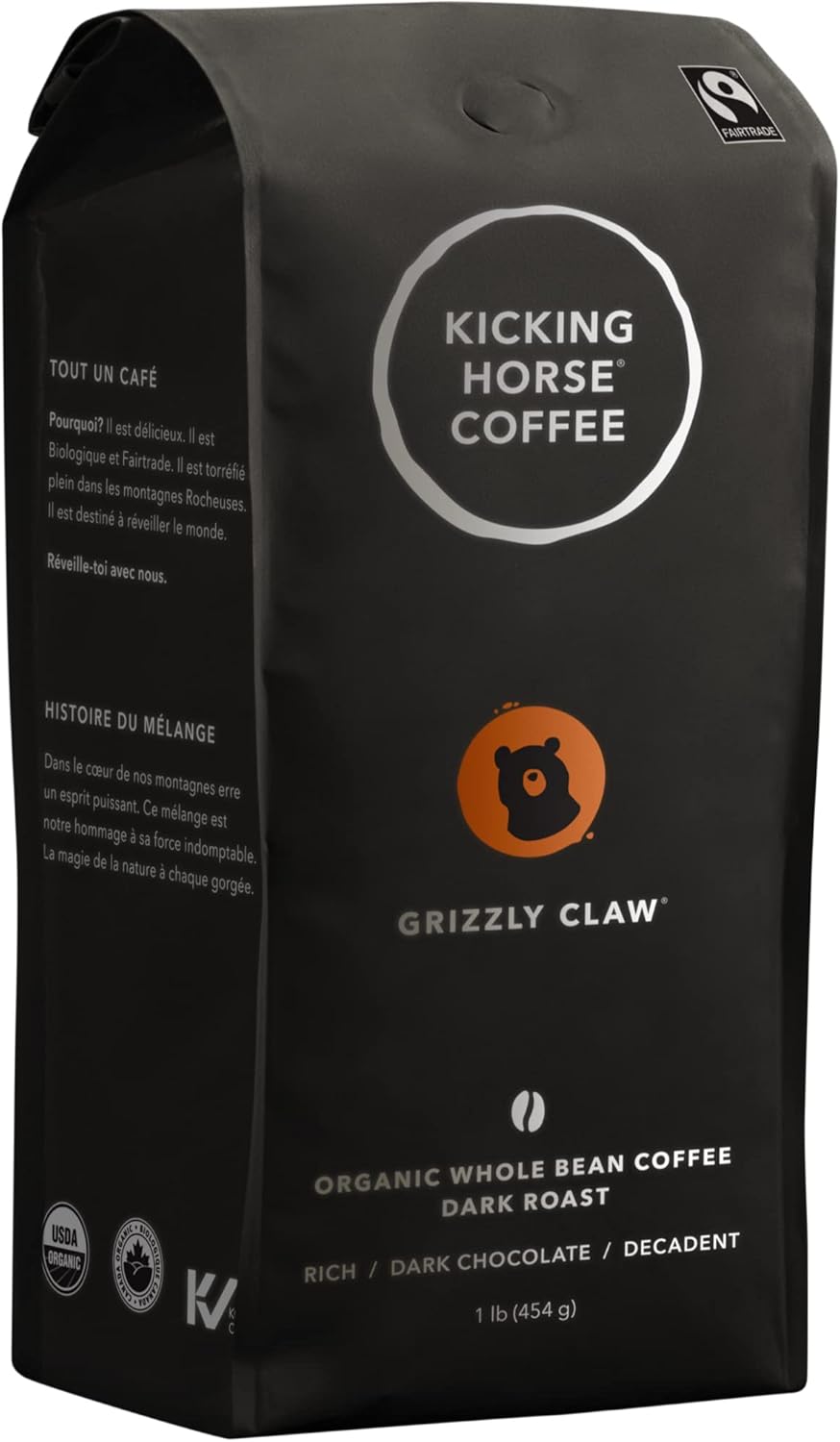 Kicking Horse Grizzly Claw Whole Bean Coffee, Dark Roast, 1lb. - Package