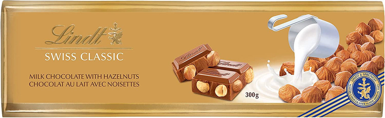 Lindt Swiss Classic Milk Chocolate With Whole Roasted Hazelnuts - 300g