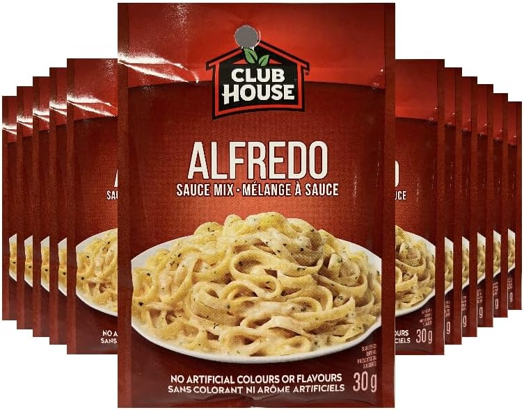 Club House Pasta  Alfredo, 30gram,  12ct, front of packages.