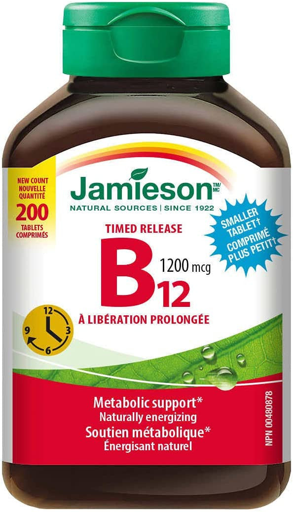 Jamieson Vitamin B12 1200mcg Timed Release, 180 Tablets {Imported from Canada}