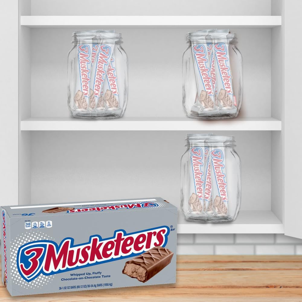 3 Musketeers Chocolate Bar – 54g/1.9 oz, 36-Count, front of box