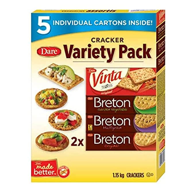 Dare Variety Pack Crackers, Breton & Vinta Crackers, 5pk, 1.15kg/2.5 lbs., {Imported from Canada}