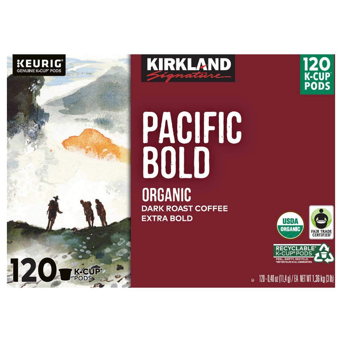 Kirkland Pacific Bold K-Cups, 120 Count, 1.38kg/3 lbs. Box {Imported from Canada}
