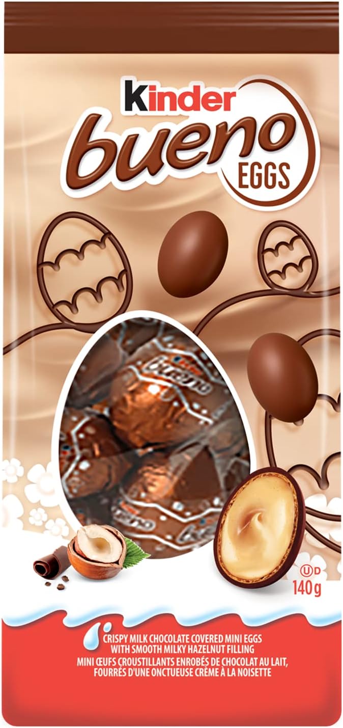 Kinder Bueno Crispy Chocolate Hazelnut Eggs, 140g/5 oz. - Front Of Bag