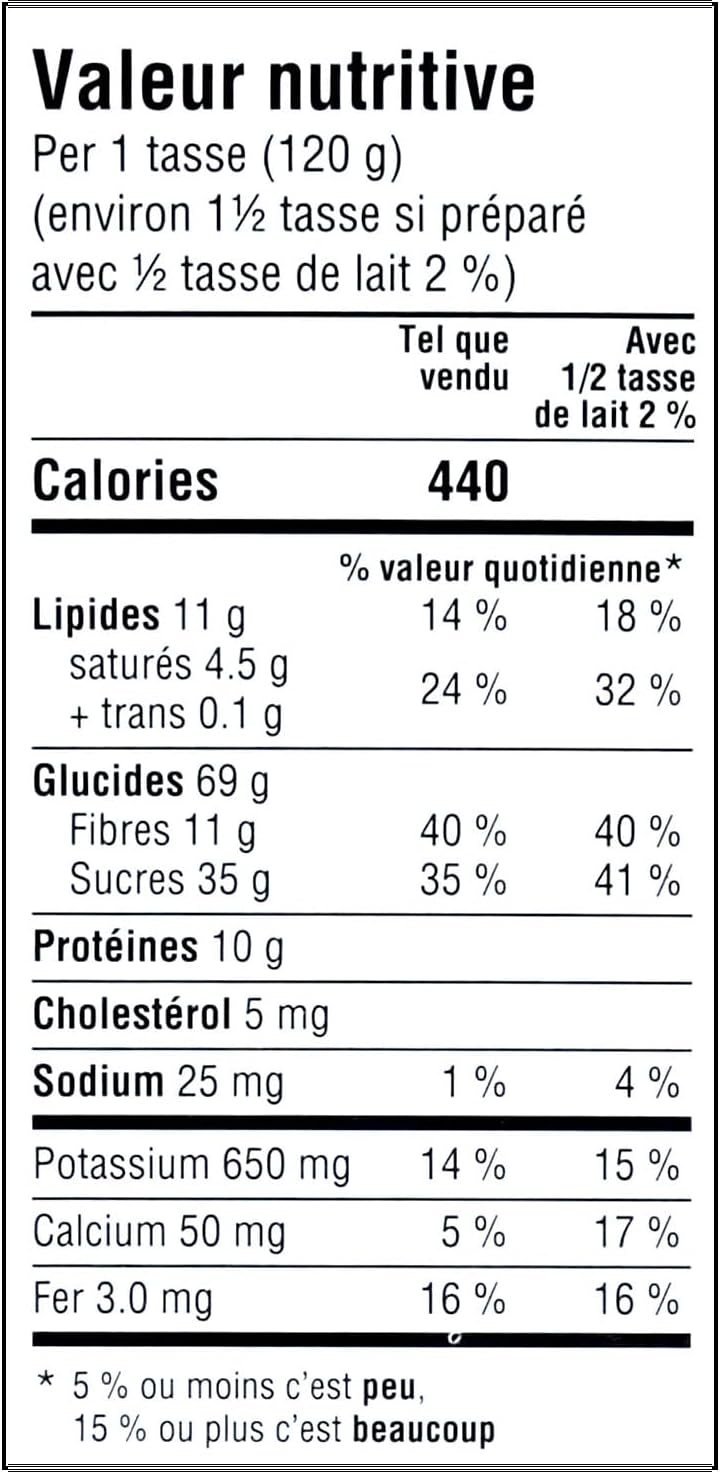 Jordans Morning Muesli Cereal, Supreme Medley, 400g/14 oz. Box, nutrition facts label.