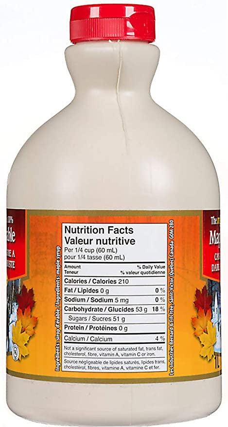 Old Fashioned Maple Crest, Canada Grade A Dark Robust Taste Maple Syrup, 1 L/35 fl. oz. Jug {Imported from Canada}