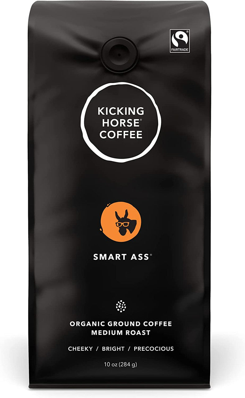 Kicking Horse Smart Ass Medium Roast Ground Coffee 284g/10 oz, (2pk) {Imported from Canada}