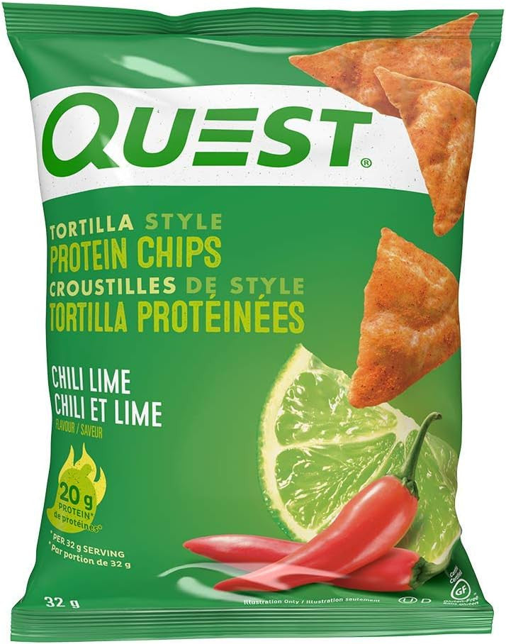 Quest Tortilla Style Protein Chips, Chili Lime Flavor, 32g/1.12 oz. Bag {Imported from Canada}