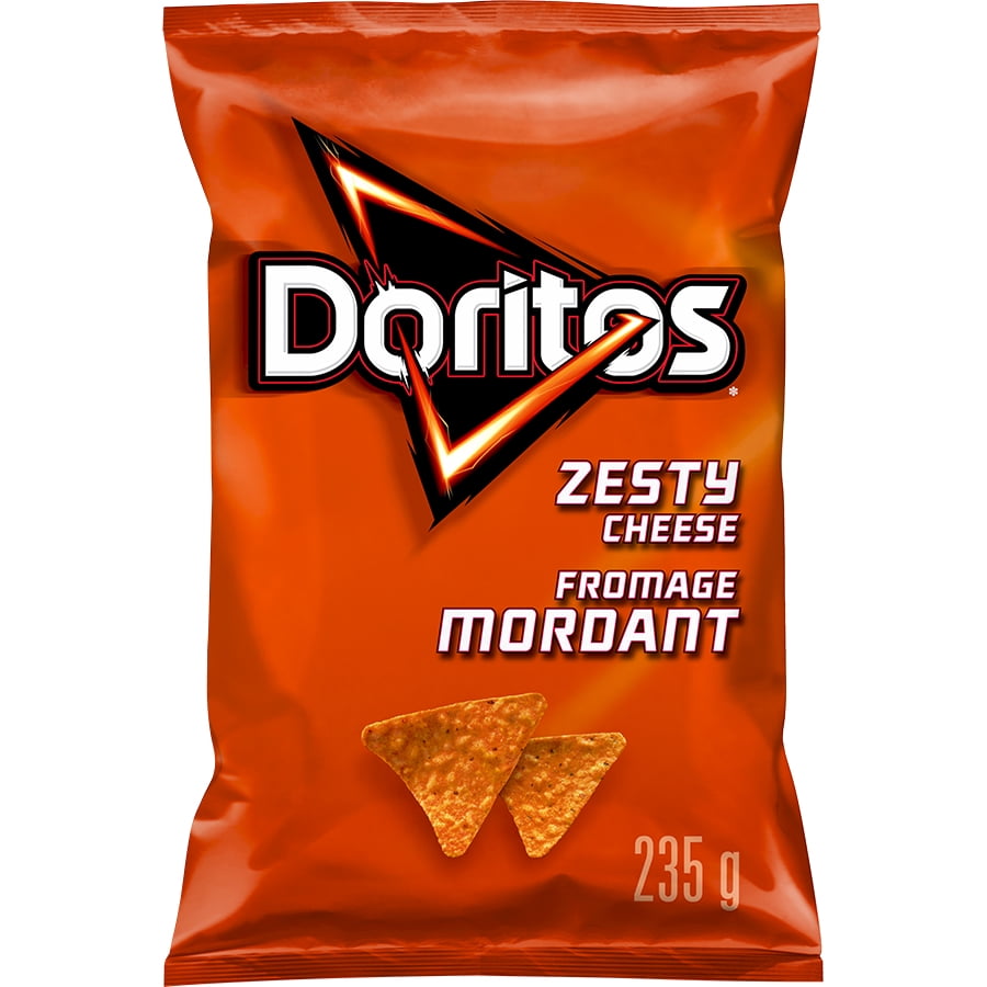 Front of Doritos Zesty Cheese Tortilla Chips 235g 