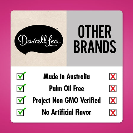 Darrell Lea Soft Australian Plant Based Licorice, Original Flavor, 200g, certification label.