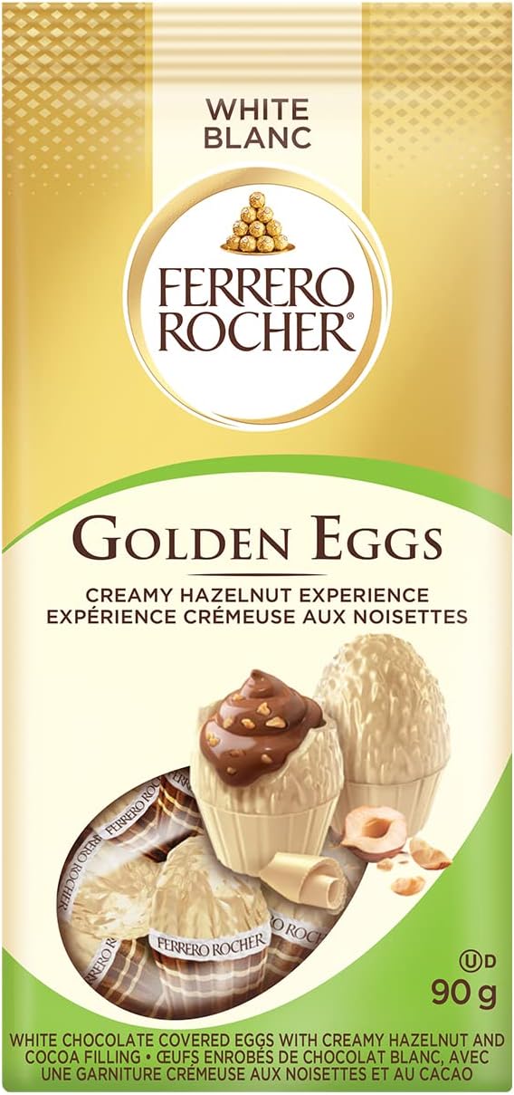 Ferrero Rocher Golden Eggs, White Chocolate with creamy Hazelnut, 90g/3.1 oz