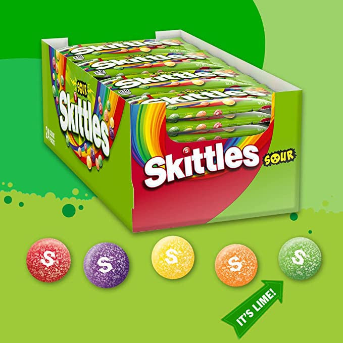 Skittles Sours Chewy Fruit Candy 51g x 24pk {Imported from Canada}
