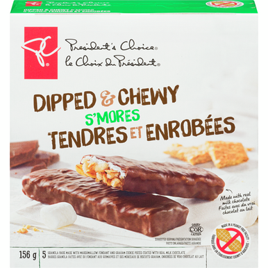 President's Choice Dipped & Chewy, S'mores Granola Bars, 5ct, 156g/5.5oz, Canada