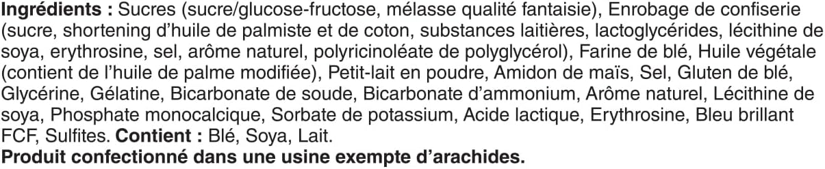 Product label of Wagon Wheels Barbie Pink Chocolate Covered Marshmallow Cookies - 9ct, 315g/11.1 oz with ingredients and allergens in French.