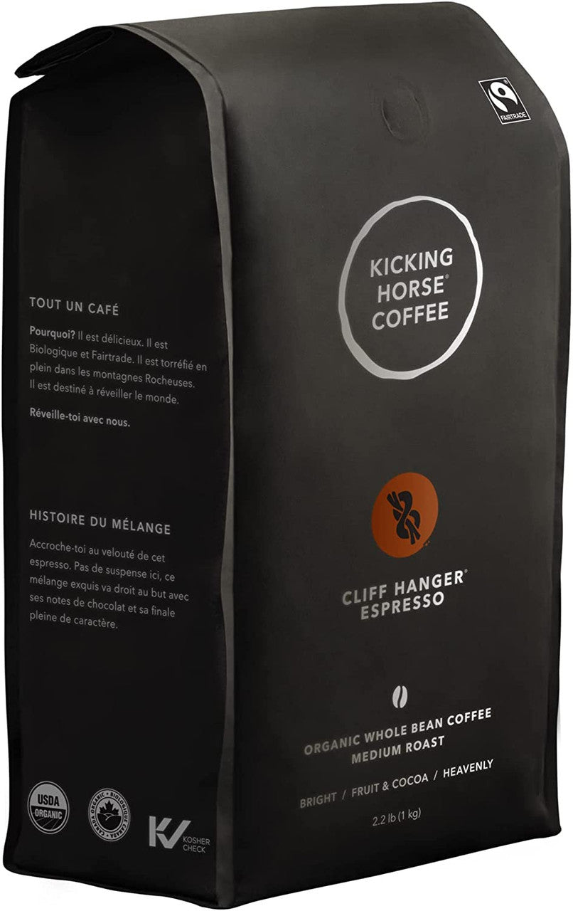 Kicking Horse Organic Medium Roast Whole Bean Coffee, Cliff Hanger, 1 lb