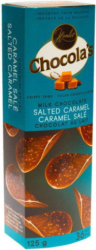 Hamlet Chocola's Milk Chocolate Salted Caramel Crispy Thins, 125g/4.4 oz. Box (Imported from Canada)