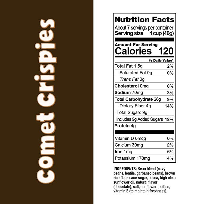 Love Grown Comet Crispies Toasted Bean & Rice Cereal, Gluten Free, Vegan, 269g/9.4 oz. Box(Imported from Canada)